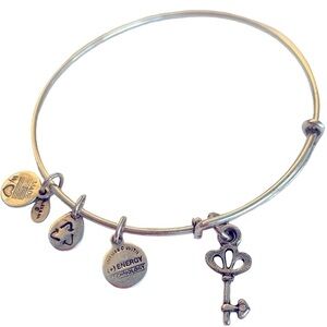 Alex and Ani Crystal Accent Key Charm Bracelet Silver Finish 2”- 3.5”